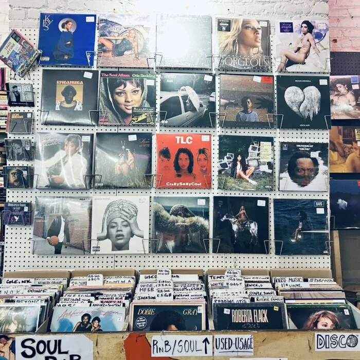 R&B and soul wall above the soul bins